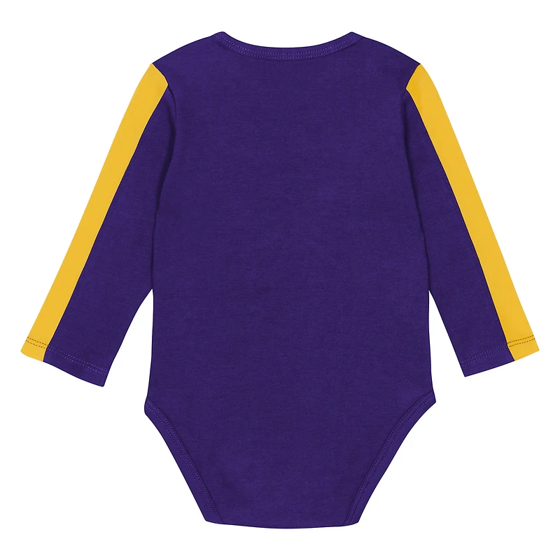 Ensemble 3 pièces pour bébé Outerstuff violet/or Minnesota Vikings Double Down, body et pantalon