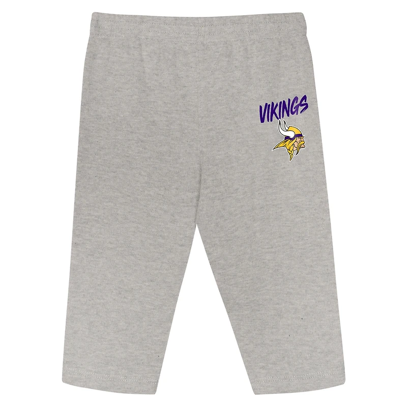 Ensemble 3 pièces pour bébé Outerstuff violet/or Minnesota Vikings Double Down, body et pantalon