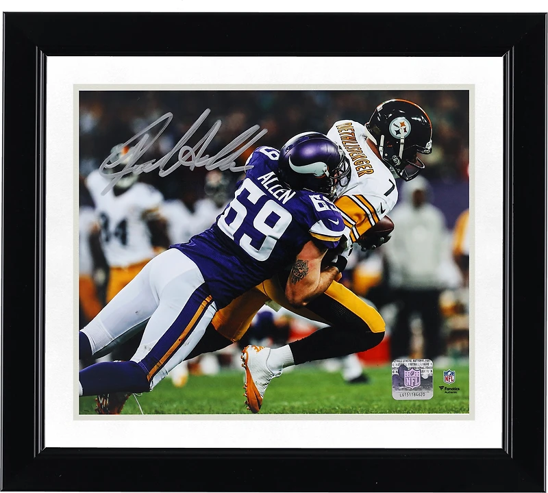 Jared Allen Minnesota Vikings Autographed 8" x 10" Sacking Ben Roethlisberger Photograph