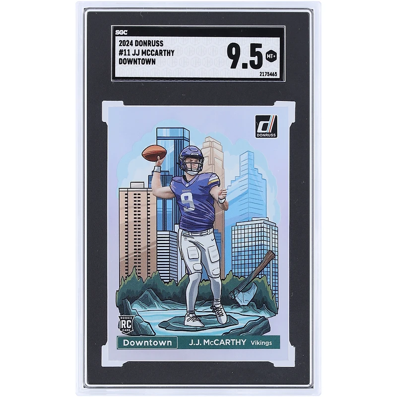 J.J. McCarthy Minnesota Vikings 2024 Panini Donruss Downtown Case Hit #11 SGC Authenticated Rookie Card