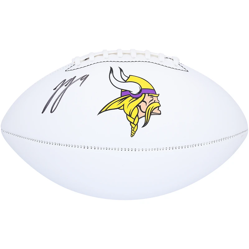 Ballon de football Franklin White Panel autographié par J.J. McCarthy des Vikings du Minnesota