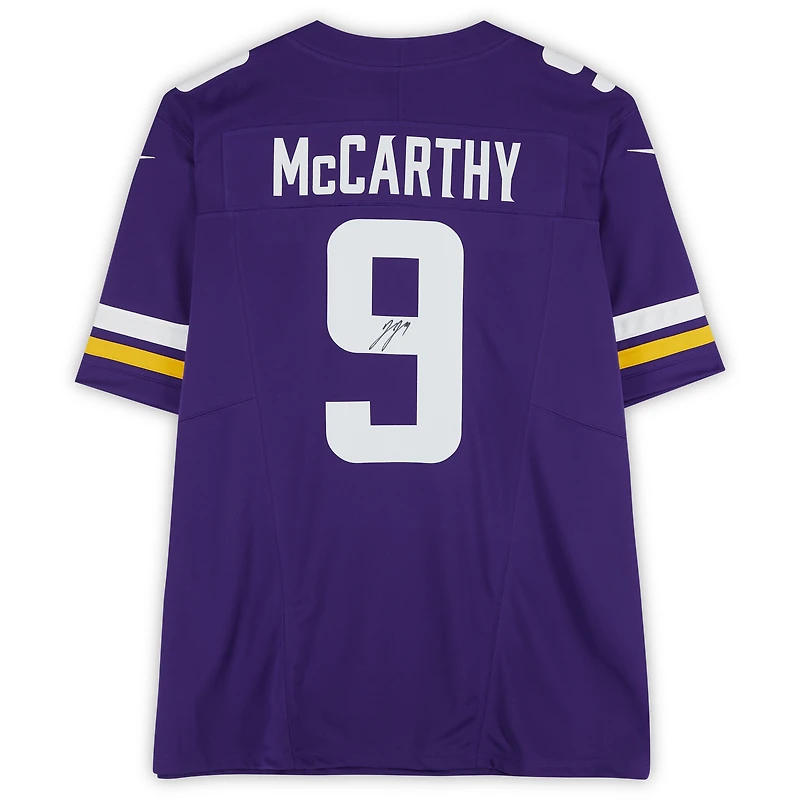 J.J. McCarthy Minnesota Vikings Autographed Purple Nike Limited Jersey 