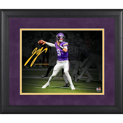 J.J. McCarthy Minnesota Vikings Facsimile Signature Framed 11" x 14" Spotlight Photograph