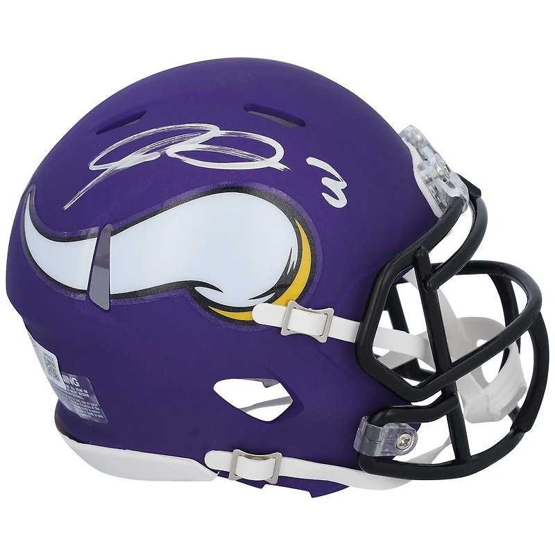 Casque Riddell Speed ​​Mini autographié par Jordan Addison des Minnesota Vikings