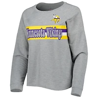 T-shirt à manches longues raglan gris chiné Vikings du Minnesota pour junior