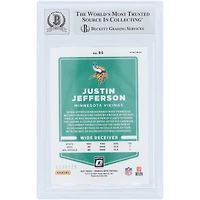 Carte autographiée de Justin Jefferson (Minnesota Vikings) 2021 Panini Donruss Optic Blue Prizm n° 95/179, authentifiée par Beckett Fanatics Witnessed (10 cartes).