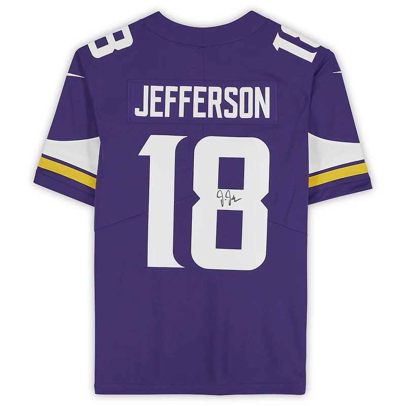 Maillot Nike violet autographié par Justin Jefferson des Vikings du Minnesota