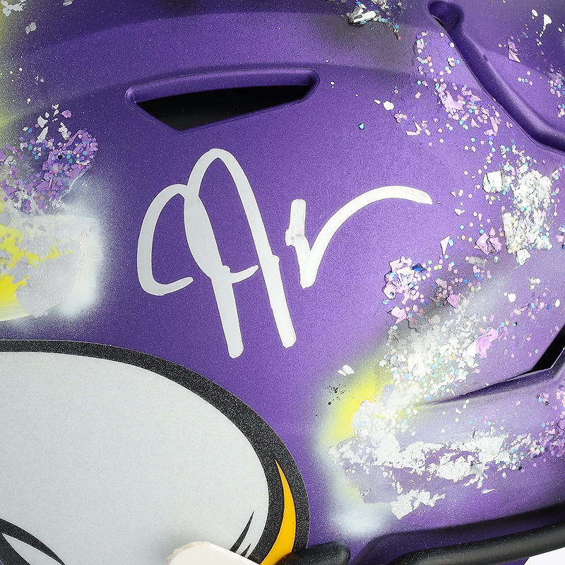 Casque Riddell Speed ​​Flex Authentic autographié par Justin Jefferson (Minnesota Vikings) - Illustration de Lady Jday - Édition limitée n° 1/1
