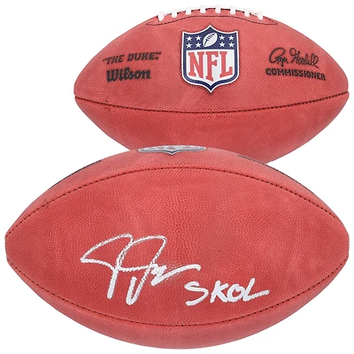 Ballon de football américain Wilson Duke en couleurs, autographié par Justin Jefferson (Minnesota Vikings