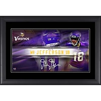 Collage de plaques signalétiques encadrées de 10" x 18" de Justin Jefferson, Minnesota Vikings