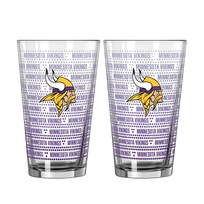 Ensemble de deux verres à bière Logo Brands Minnesota Vikings Chant Fade de 473 ml (16 oz).