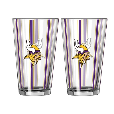 Logo Brands Minnesota Vikings Two-Piece 16oz. Striped Pint Glass Set