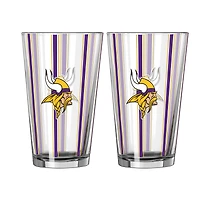 Logo Brands Minnesota Vikings Two-Piece 16oz. Striped Pint Glass Set