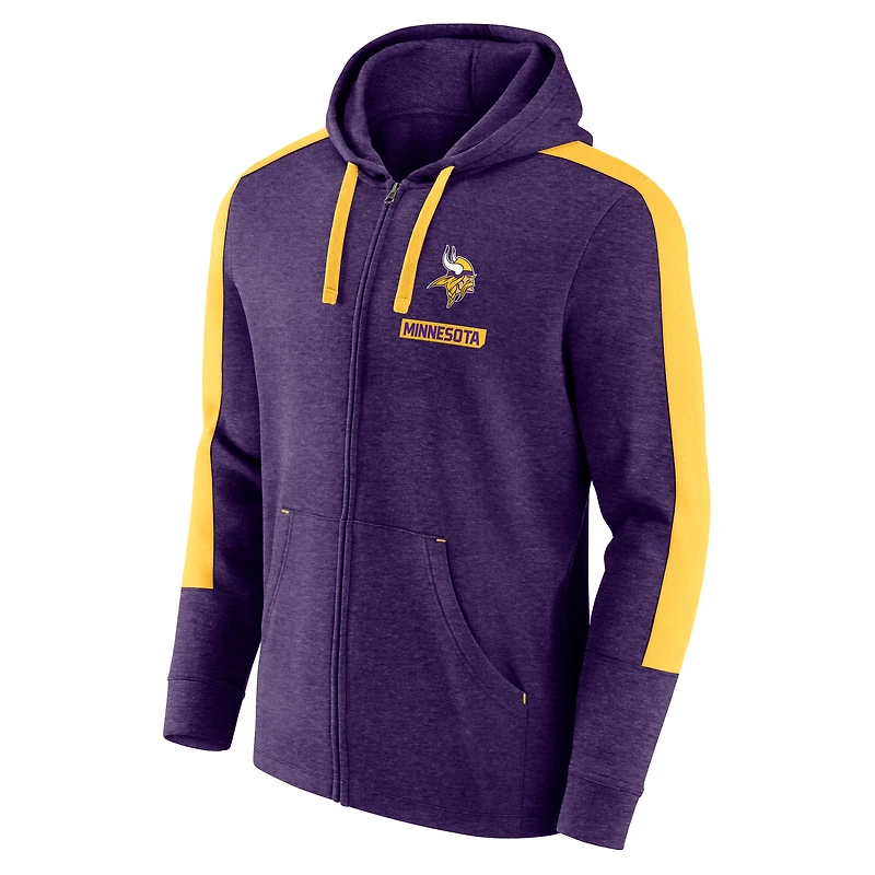 Sweat à capuche zippé pour homme Fanatics Heather Purple Minnesota Vikings Gains