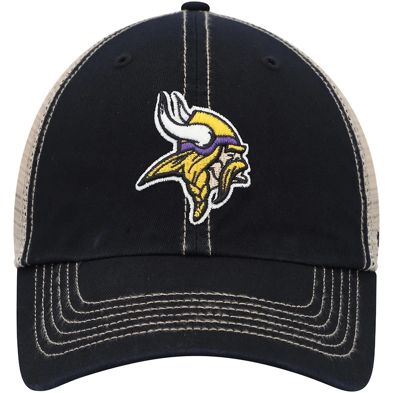 Casquette '47 noire/naturelle Minnesota Vikings Trawler Trucker Clean Up Snapback pour homme
