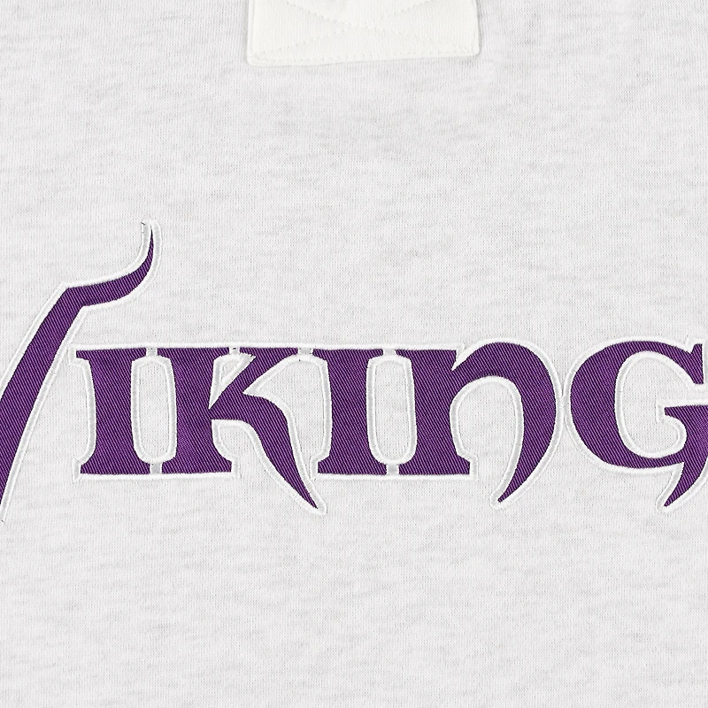 Men's '47 Minnesota Vikings Heather Gray Gridiron Lace-Up Pullover Hoodie