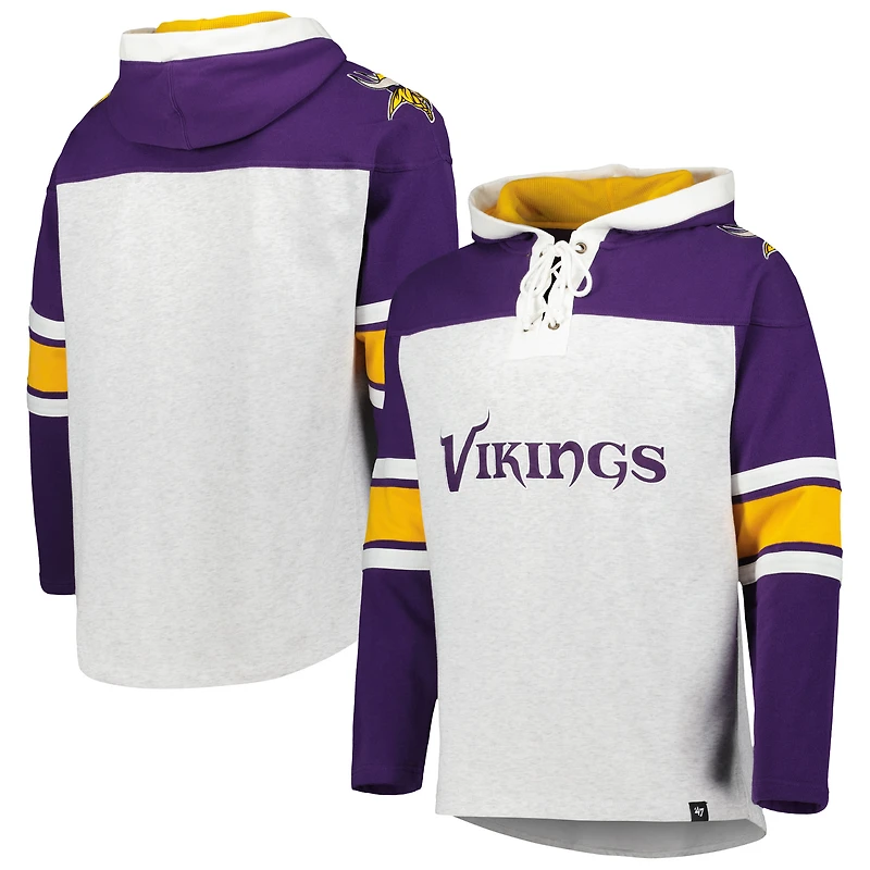 Chandail à capuchon lacets gris chiné pour hommes '47 Minnesota Vikings Gridiron