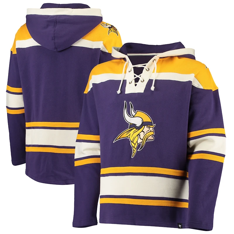 Men's '47 Purple/Gold Minnesota Vikings Lacer V-Neck Pullover Hoodie