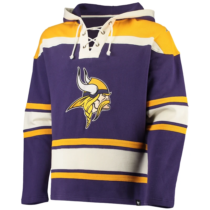 Chandail à capuchon encolure en V Lacer des Vikings du Minnesota '47 violet/doré pour homme