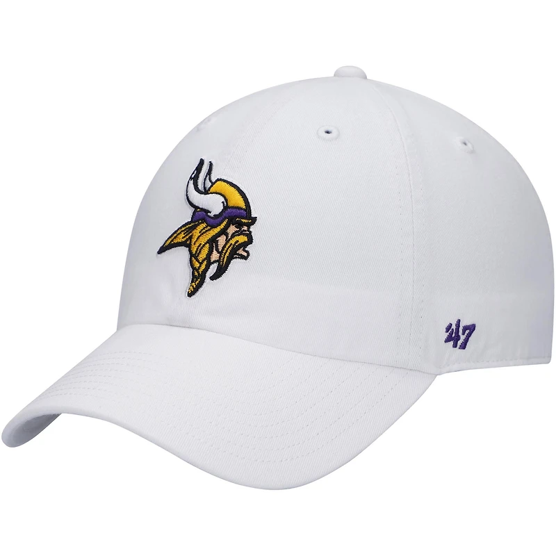 Men's '47 White Minnesota Vikings Logo Clean Up Adjustable Hat