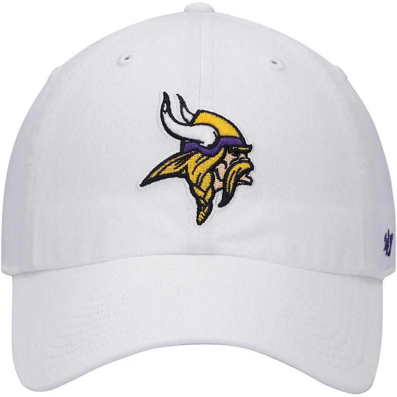 Casquette '47 White Minnesota Vikings Logo Clean Up réglable pour homme