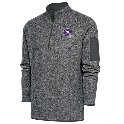 Men's Antigua  Heather Charcoal Minnesota Vikings Fortune Quarter-Zip Pullover Jacket