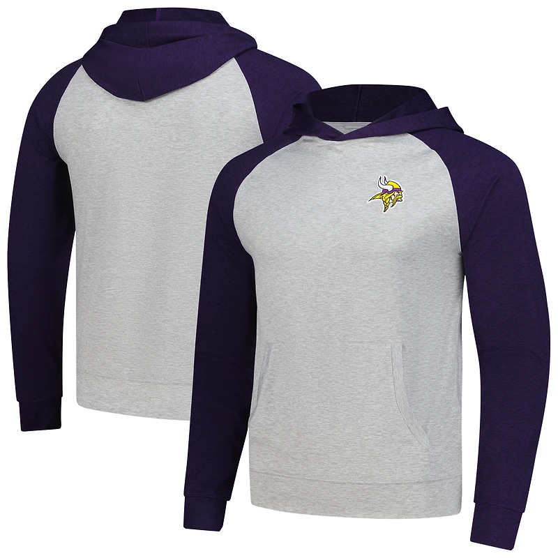 Sweat à capuche Antigua Heather gris/violet pour homme des Vikings du Minnesota