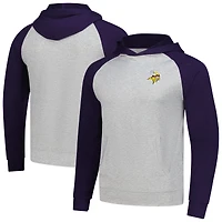 Sweat à capuche Antigua Heather gris/violet pour homme des Vikings du Minnesota