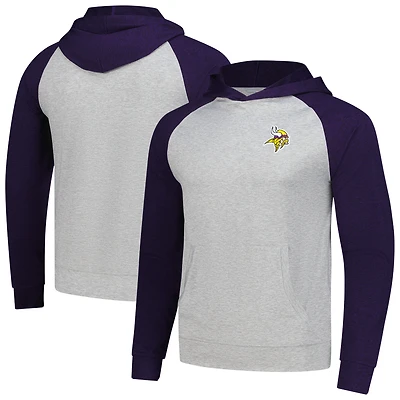 Sweat à capuche Antigua Heather gris/violet pour homme des Vikings du Minnesota