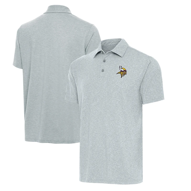Polo Par 3 gris chiné Antigua pour homme, coupe grande et taille, des Vikings du Minnesota