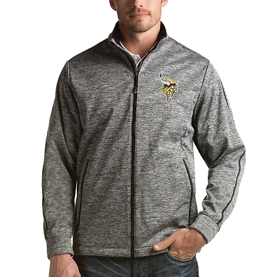 Veste de golf zippée Antigua noire chinée pour homme des Vikings du Minnesota