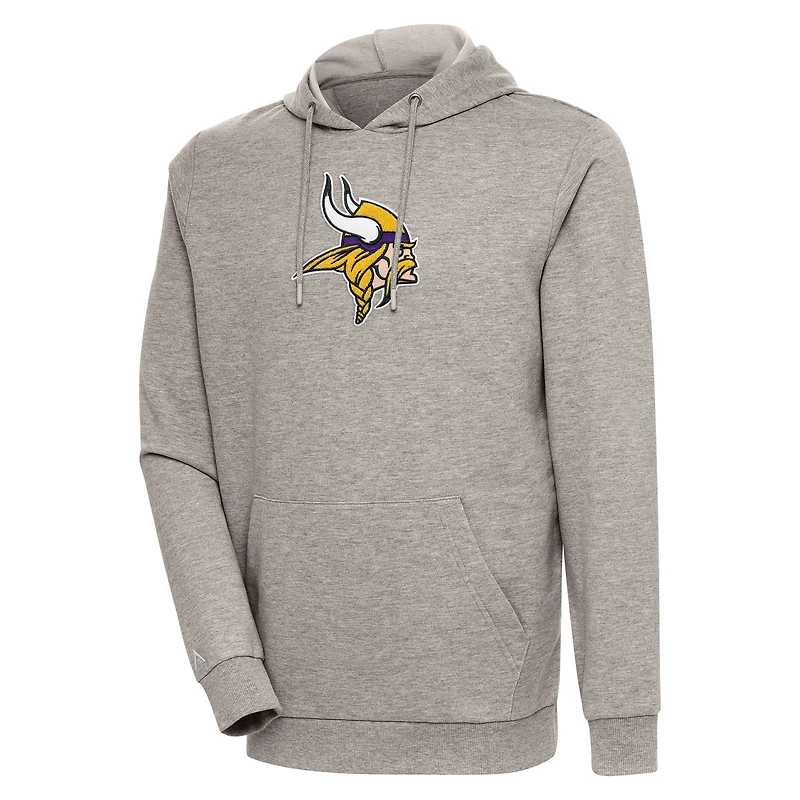 Sweat à capuche en chenille Action Antigua Oatmeal Minnesota Vikings pour homme