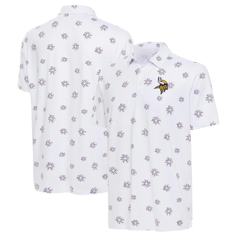 Polo de feux d'artifice des Minnesota Vikings d'Antigua blanc pour hommes