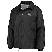 Veste coupe-vent classique raglan à boutons-pression pour homme, style entraîneur des Vikings du Minnesota, noire