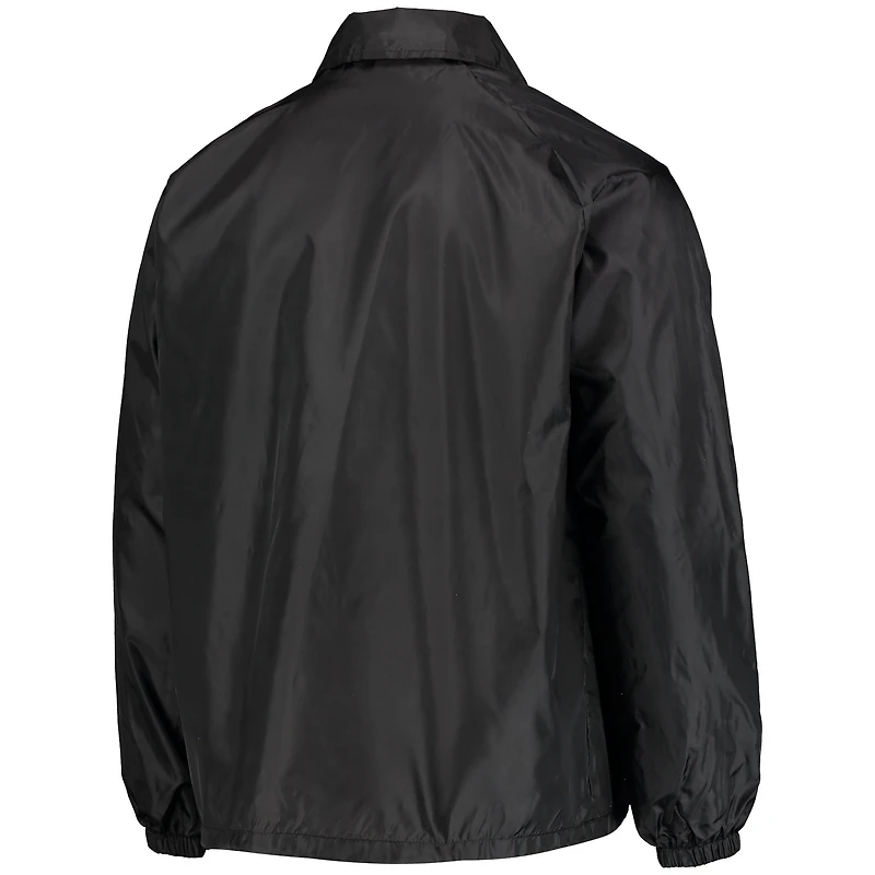 Men's Black Minnesota Vikings Coaches Classic Raglan Full-Snap Windbreaker Jacket