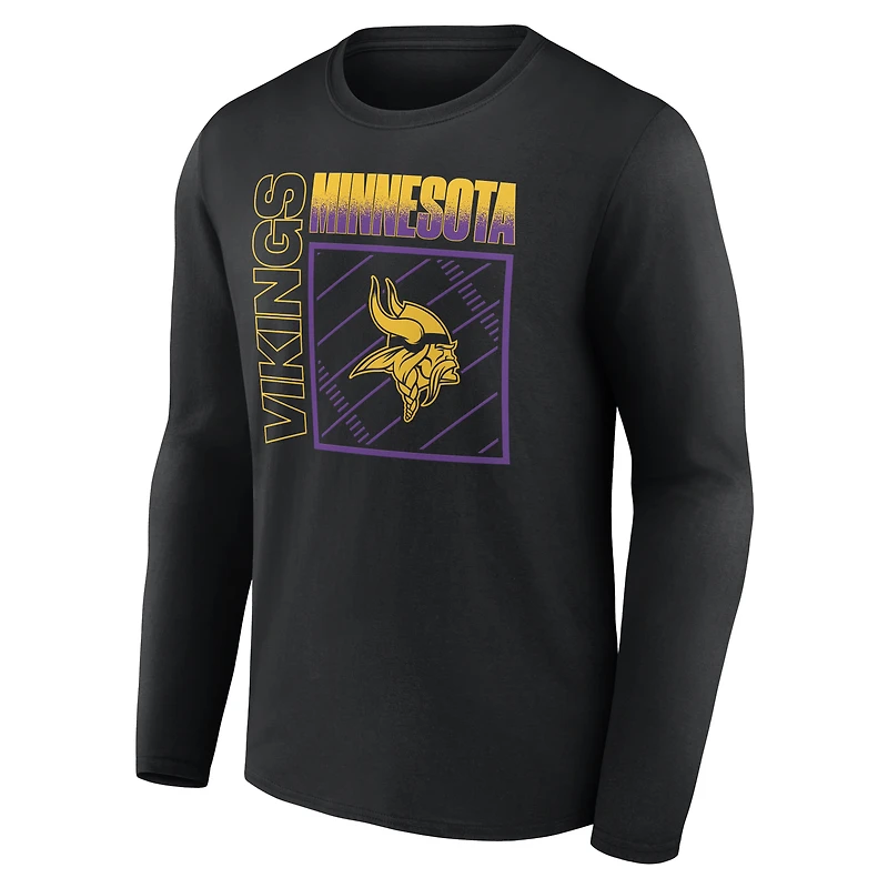 Men's Black Minnesota Vikings Home Field Pop Personalized Name & Number Long Sleeve T-Shirt