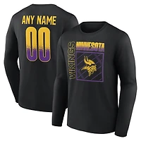T-shirt à manches longues noir pour homme Minnesota Vikings Home Field Pop personnalisé avec nom et numéro