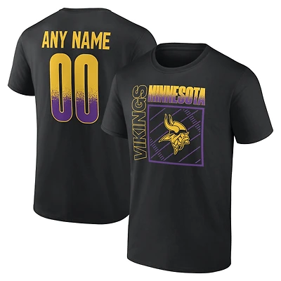 T-shirt noir pour homme Minnesota Vikings Home Field Pop personnalisé avec nom et numéro