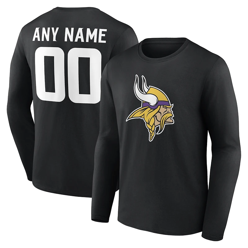 Men's Black Minnesota Vikings Team Authentic Personalized Name & Number Long Sleeve T-Shirt