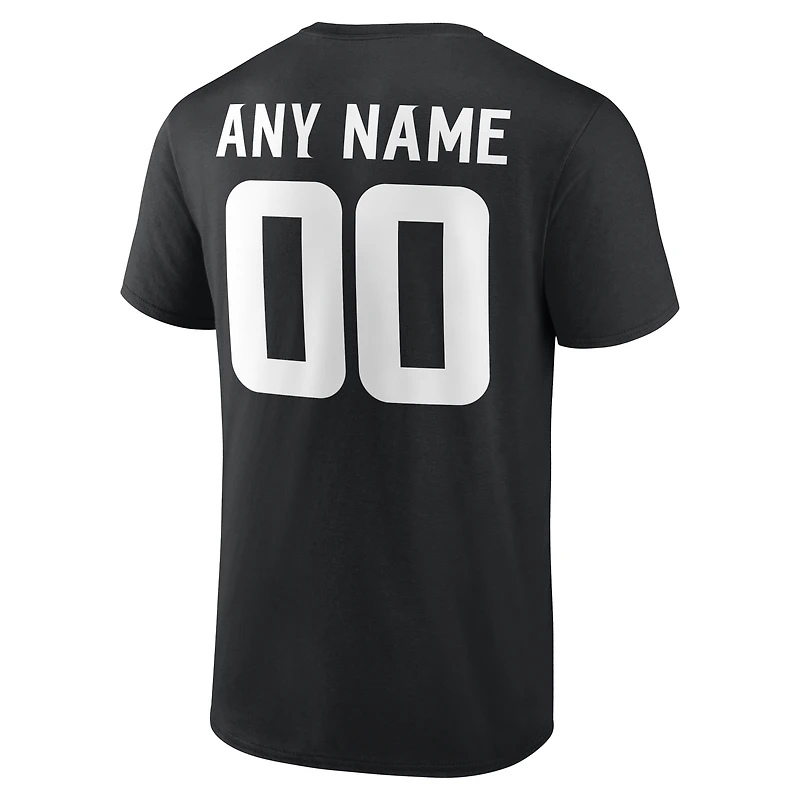 T-shirt noir authentique pour homme des Vikings du Minnesota, personnalisé avec nom et numéro.