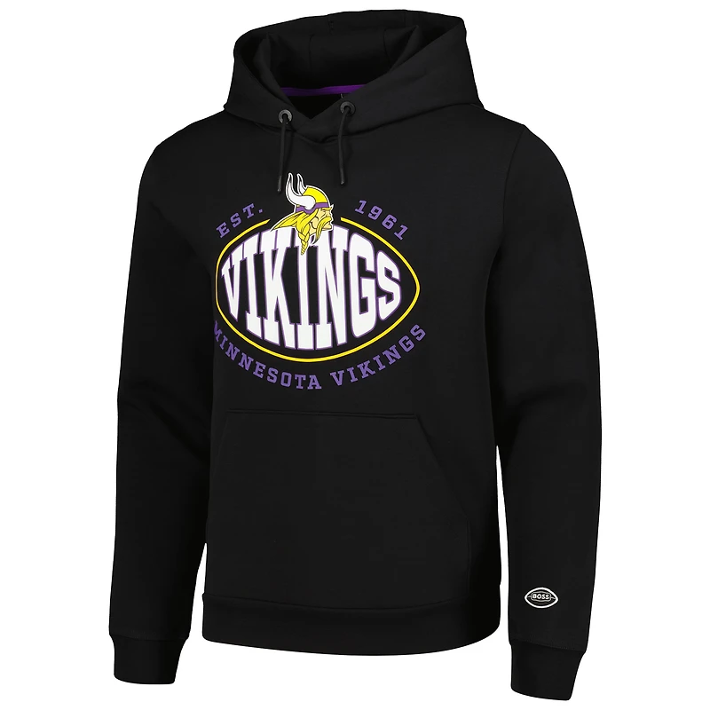 Men's BOSS X NFL Black Minnesota Vikings Touchback Pullover Hoodie