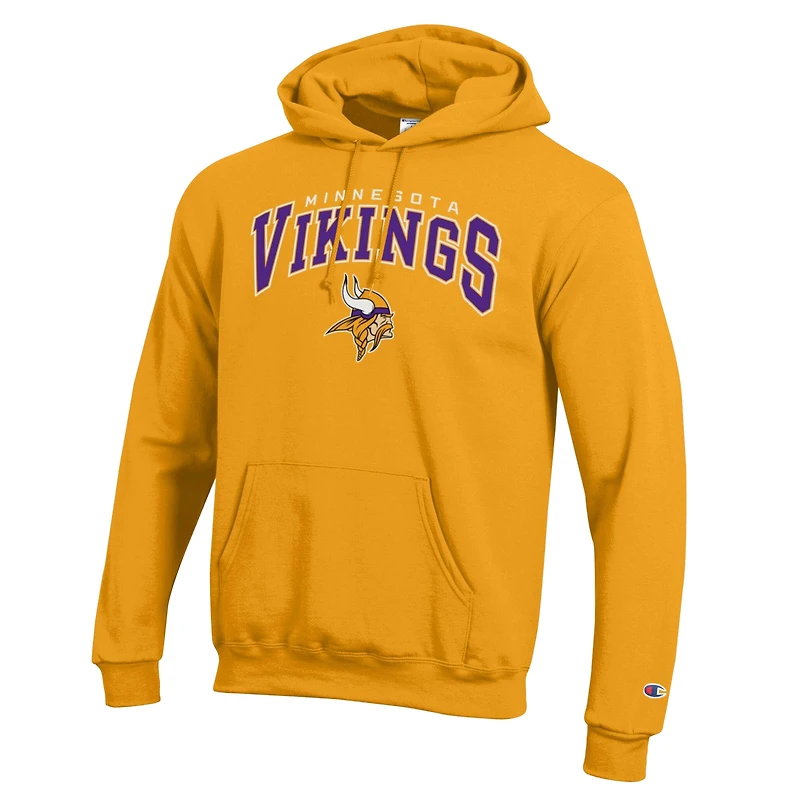 Men's Champion Purple Minnesota Vikings Powerblend Arch over Logo Hoodie