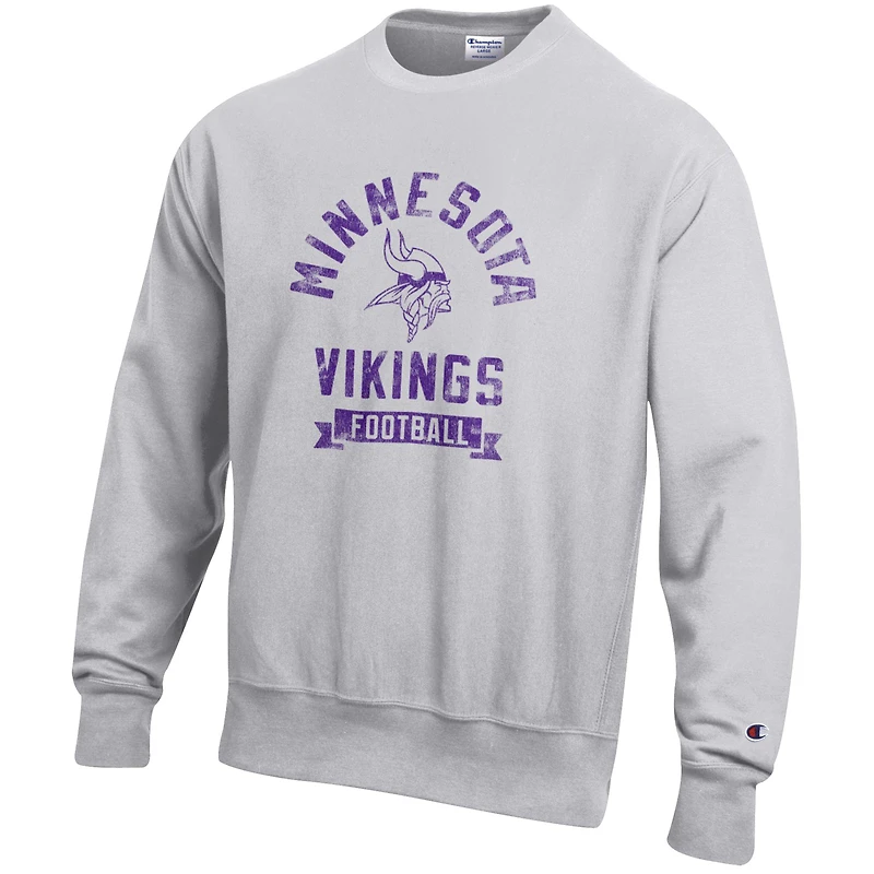 Sweat-shirt en molleton à tissage inversé Champion pour homme, gris chiné, des Vikings du Minnesota