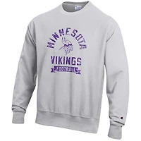 Sweat-shirt en molleton à tissage inversé Champion pour homme, gris chiné, des Vikings du Minnesota