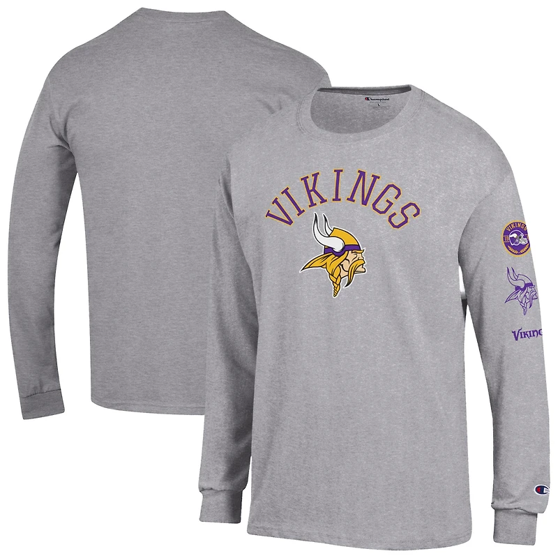Men's Champion  Heather Gray Minnesota Vikings Seal Long Sleeve T-Shirt