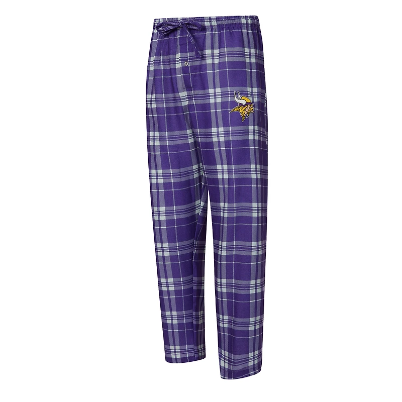 Ensemble t-shirt à manches longues et pantalon carreaux Concepts Sport violet/gris chiné Minnesota Vikings pour homme