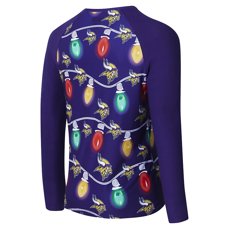 Ensemble t-shirt et pantalon à manches longues Concepts Sport violet Minnesota Vikings Garland Knit Raglan pour hommes