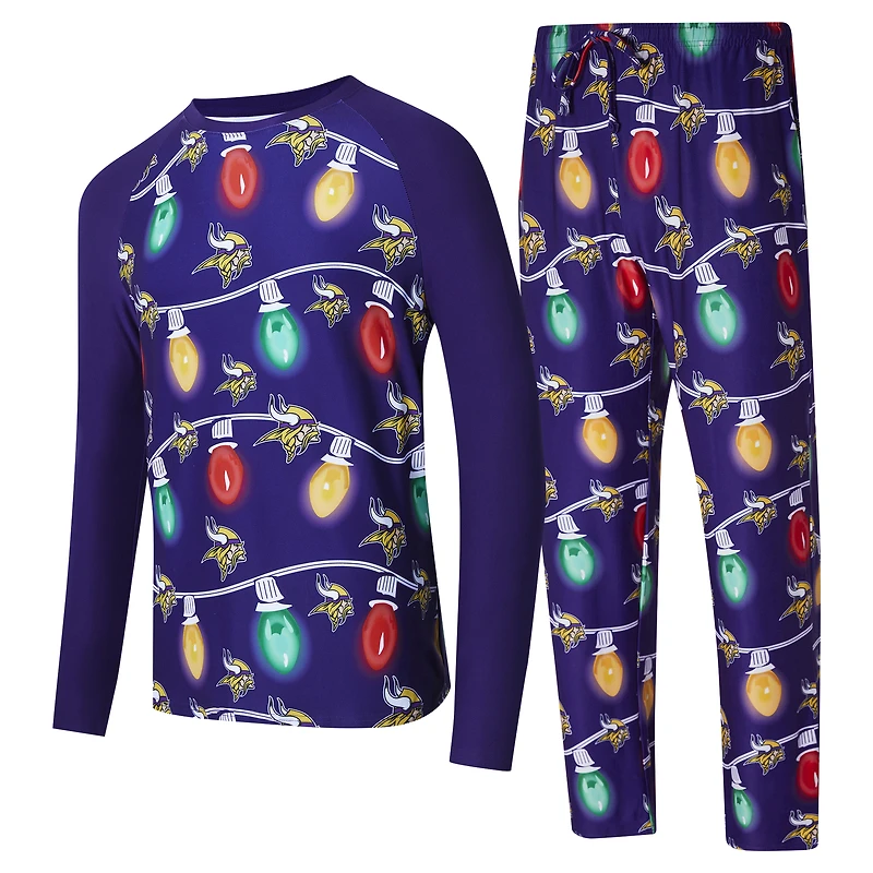 Ensemble t-shirt et pantalon à manches longues Concepts Sport violet Minnesota Vikings Garland Knit Raglan pour hommes