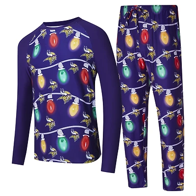 Ensemble t-shirt et pantalon à manches longues Concepts Sport violet Minnesota Vikings Garland Knit Raglan pour hommes
