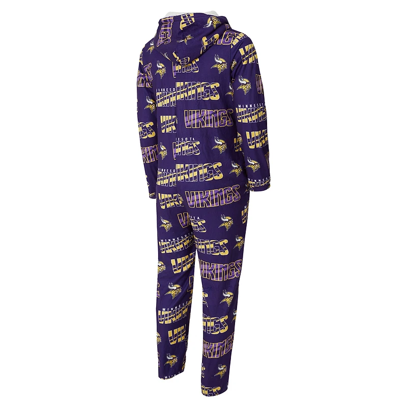 Combinaison de sport violette pour homme Concepts Minnesota Vikings Shuffle en micropolaire à imprimé intégral et fermeture éclair intégrale